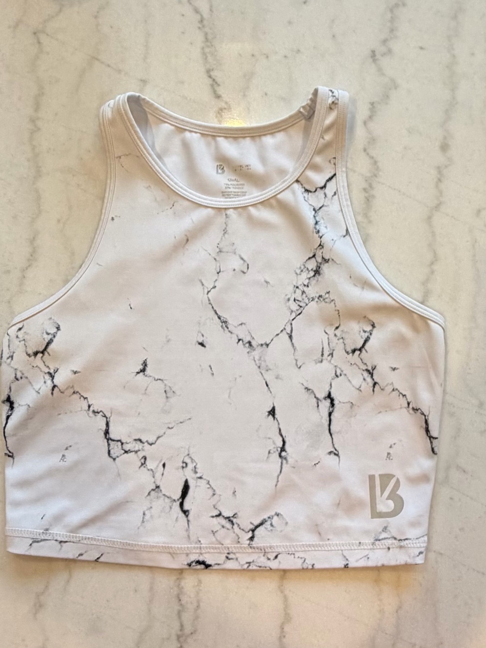 BuffBunny White Marble-Print Crop Tank Top - Kids
